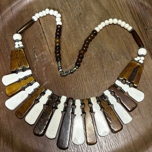 SOLD Gorgeous Bone and Wood statement necklace
